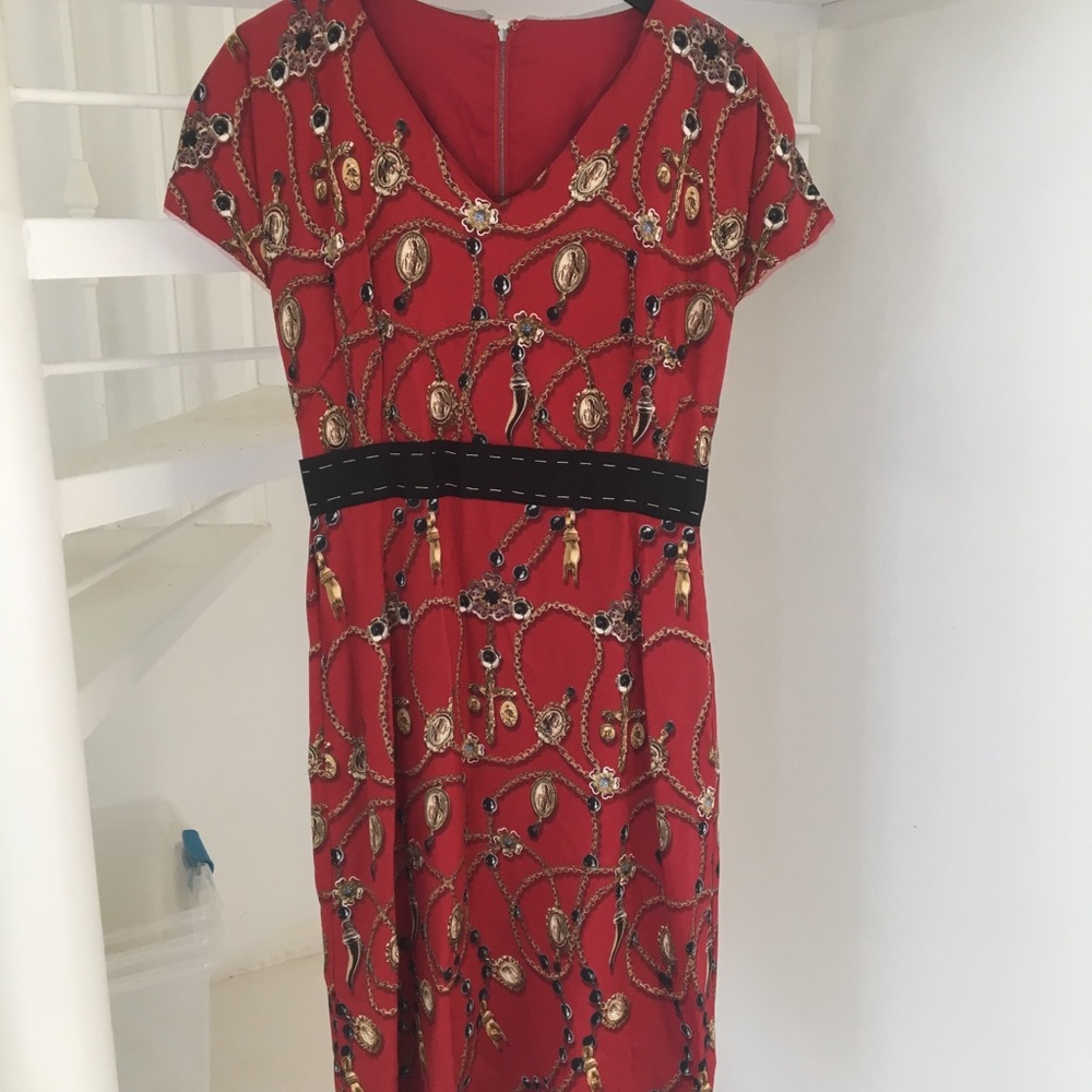 Dolce Gabbana Napoli Rosary print dress IT44 new